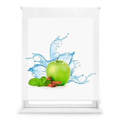 Imagen de Blindecor Digital Cocina Estor Enrollable Translúcido con Estampado Impresión Modelo MintApple 130 x 180 cm (Ancho por Alto) Tamaño de la Tela 127 175 Estores para Ventanas