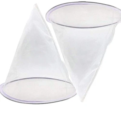 Imagen de PROBEEALLYU 2 Piezas Filtro de Miel Cono colador Equipo Apicultura Herramientas Fina Malla con círculo Metal para extracción Miel, Nylon Tamiz Harina
