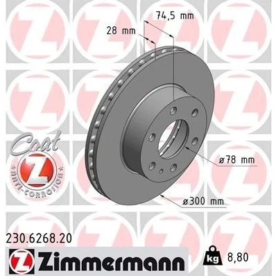 Imagen de Disco de freno ZIMMERMANN 230.6268.20