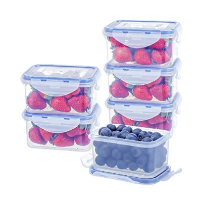 Imagen de EASYLOCK Paquete de 6 recipientes almacenamiento alimentos 500 ml con tapas, herméticos, preparación comidas, plástico cajas para