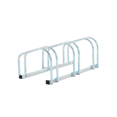 Imagen de HOMCOM Aparcamiento para Bicicletas Soporte de Acero Aparcar en el Suelo o Pared Estacionamiento Interior y Exterior 76x33x27 cm Plata