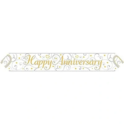 Imagen de 9ft Banner Happy Anniversary Linked Hearts