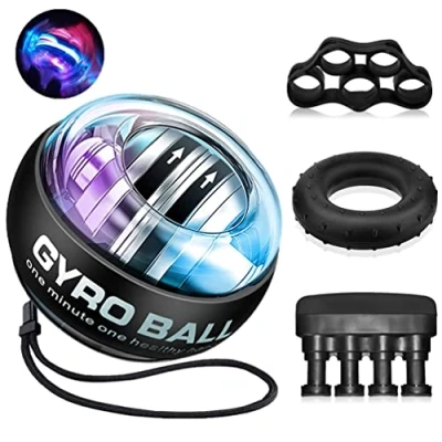 Imagen de MUMUWIND El giroscopio Comienza a, Girar automáticamente la Bola de muñeca, energía Luminosa LED, Potencia, Gyro Ball Hand Grip ejercitador Dedos antebrazo ejercitar