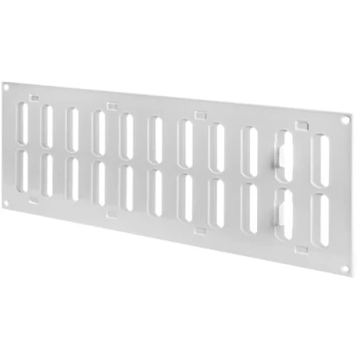 Imagen de 400 x 150 mm / 40 15 cm color blanco rejilla de ventilación ajustable con protección contra insectos Aplicaciones ventilación, cubierta interior y exterior diseño lamas.