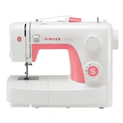 Imagen de Singer Simple 3210 Máquina de coser mecánica, 10 puntadas, 120 V, color blanco y rosa