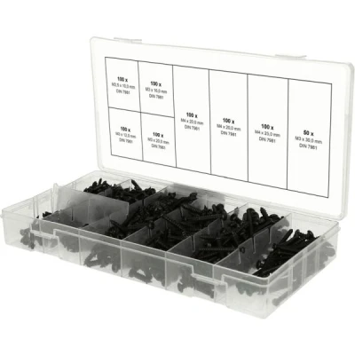 Imagen de KS Tools 970.0800 Surtido de tornillos rosca chapa con cabeza lenteja, M2,5 M3, 750 pzs
