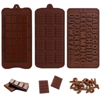 Imagen de YPYMOD 3 Piezas Moldes De Silicona para Chocolat, Alimenticio Antiadherente Break Apart Chocolate Dulces, Cubitos Hielo, Gofres, Molde Hornear(22.5cm*10.5cm