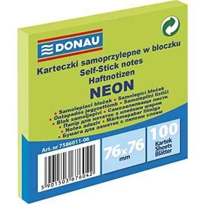 Imagen de Office Products 7586011 06 bloczek samoprzy lepny Danubio, 76 x mm, 1 100 Kart., Neon, zielony Danubio Notas Adhesivas, hojas, Verde