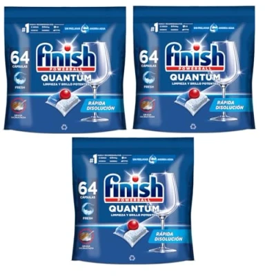 Imagen de Finish Powerball Quantum Limpieza y Brillo Potentes, pastillas para lavavajillas, aroma Regular, 192
