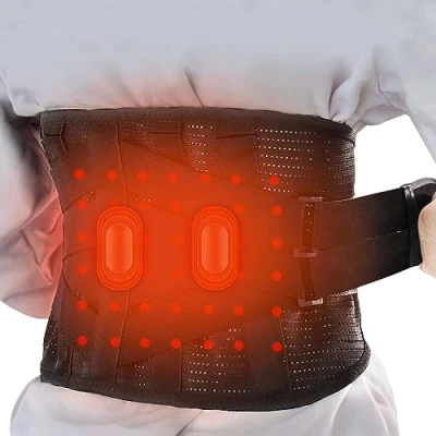 Imagen de GINEKOO Tirantes de espalda con calefacción, cinturón apoyo transpirable calefacción operado por batería recargable para aliviar el dolor baja, soporte lumbar hombres y mujeres