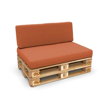 Imagen de POKAR 2 Cojines para Europalés/Europalet: 1x Cojín Asiento 120x80x15cm +1x Respaldo 120x40x20/10cm, Espuma fría, sofá de paletas, Interior y Exterior, sin palés, Naranja