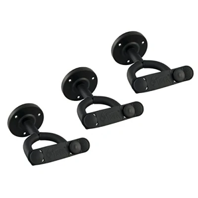 Imagen de TIGER GST42 3 BK soporte de pared para guitarra, Colgador seguro guitarra con y montaje incluidos, Pack