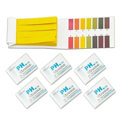 Imagen de BornFeel PH Tiras de Prueba 6 en 1 kit Cintas Reactivas 480 Piezas Tornasol Rango Amplio 14 con Carta Color para Ácido Alcalino Auga Suelo Laboratorios Acuario Comida 7 x 4.5cm