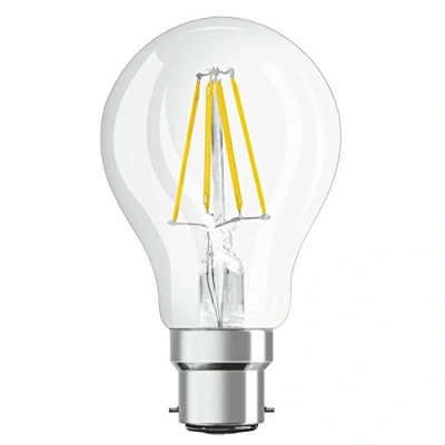 Imagen de OSRAM Lámpara LED Star de filamento claro, casquillo B22d, blanco frío (4000K), forma bombilla, juego recambio para bombillas convencionales 60W, paquete 1