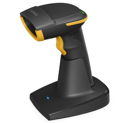 Imagen de Inateck Lector De Códigos Barras Inalámbrico, Bluetooth 5.0, Base Inteligente 2.4Ghz, Escaneo En Pantalla, BCST 54 (Negro)