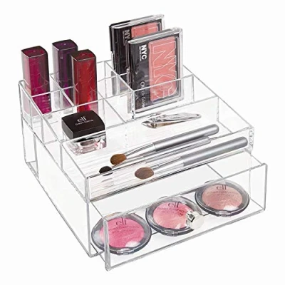 Imagen de iDesign Caja con compartimentos de maquillaje 1 cajón y 11 Organizador o artículos oficina Plástico transparente