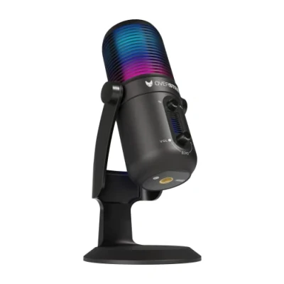 Imagen de Oversteel Elinvar Micrófono USB para juegos, Cardioide y Omnidireccional con Brazo soporte, Iluminación RGB, Plug &amp; Play, Compatible PC, XBOX Series, PS4, PS5 Mac, Color Negro