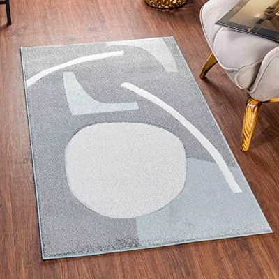 Imagen de Surya Alfombra Abstracta Agen de Pasillo para Cocina, Entrada Salon Pelo Corto, Suave y Lujosa Facil Cuidar Larga 80x150cm Blanco, Carbón, Gris Claro