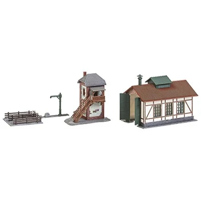 Imagen de FALLER 222108 Branch Line Engine Shed N Scale Building Kit Cobertizo de ferrocarril con Bloque, Multicolor, 13.9 x 3.7 22.4 cm