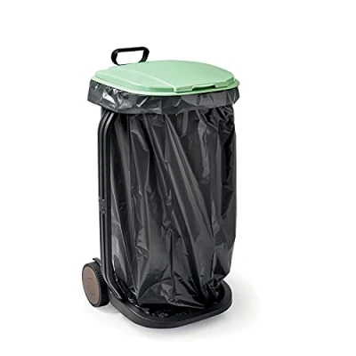 Imagen de G.f. srl carrello portasacco reco, in plastica riciclata, per foglie, raccolta differenziata, con coperchio, ruote, made italy