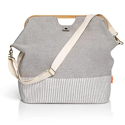 Imagen de Prym 612561 Store &amp; Travel Bag Canvas Bamboo M Grey Bolsa de Viaje Lona y bambú, Gris, 45 x 30 50 cm