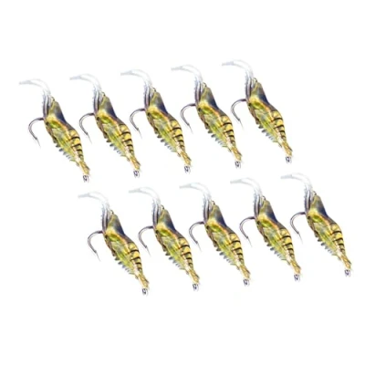 Imagen de Lote de 10 señuelos pesca langostinos suaves simulación camarones para con gancho manivela