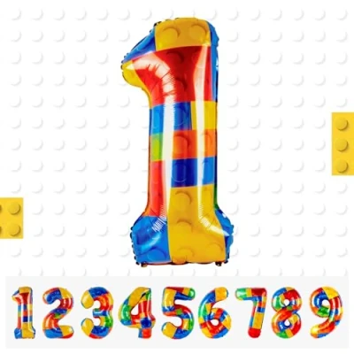 Imagen de Globos de Números Bloque Construcción 1,101 CM Globo Numeros Gigantes Grandes Decoracion,Globo Numero 1,Globos Niño Niña Adultos,Vuelan con Helio