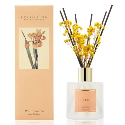 Imagen de COCORRÍNA 200ml Difusor de Varillas con Flores secas/Vainilla Cálida/Ambientadores Hogar, Ambientador Varillas/difusor Aromas/para Decoración Baños y Estanterías