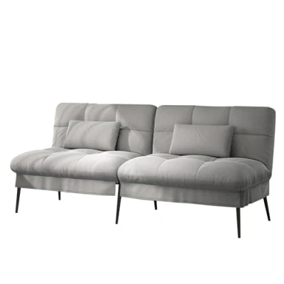Imagen de COMHOMA Sofa Cama 2 Plazas Plegable Sofas de Salon con Almohada, Respaldo Ajustable en 5 Niveles Sofá Tela para Salón Lofts Gris