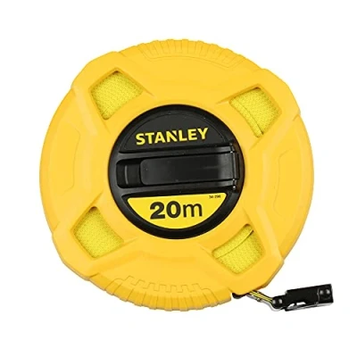 Imagen de STANLEY Flexómetro, Resistente cinta de fibra vidrio 20m x 12,7 mm, precisión, alimentación manual, para construcción y proyectos bricolaje, 0 34 296