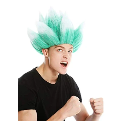 Imagen de WIG ME UP LM 19 PC18TP60 Peluca Mujer Hombre Carnaval Pelo erizado Diablo Demonio Troll Flor Colores Verde y Blanco