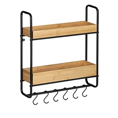 Imagen de Wenko Wandregal Loft Etagen, Badezimmerregal mit 2 Böden, Wohnregal Estantería de Pared Niveles para baño o salón, Metal, Negro, 48 x 52 15 cm