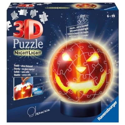 Imagen de Ravensburger 3D Puzzle Nightlamp Calabaza Halloween, Ball con Luces, 72 Piezas, 6+ Años