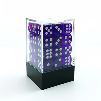 Imagen de Bescon Caja de ladrillos 6 caras 12 mm, troquel seis mm (36) bloque dados, morado translúcido con puntas blancas