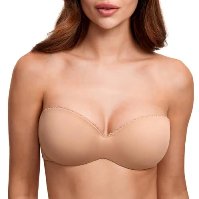 Imagen de DOBREVA Sujetador Sin Tirantes con Push Up Costuras para Mujer Apenas pulir 95B