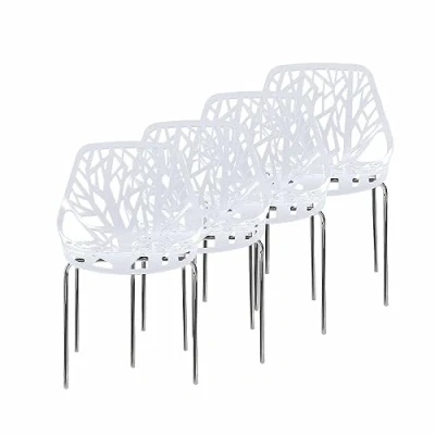 Imagen de Makika Silla de Diseño Taburete Retro Vintage para la Oficina Comedor Cocina Salón Conjunto 4 CALUNA en Blanco con Respaldo