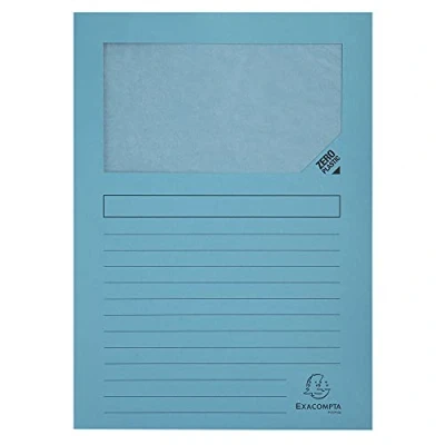 Imagen de Exacompta 50106E Lote de 100 Subcarpetas Forever 120 con ventana e impresas, Color Azul Claro