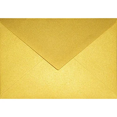 Imagen de Netuno 100 sobres nacarados dorados DIN C6 114x162mm 120g Aster Metallic Cherish con solapa engomada puntiaguda sin ventana para invitaciones boda Navidad bautizo cartas tarjetas fiestas bricolaje