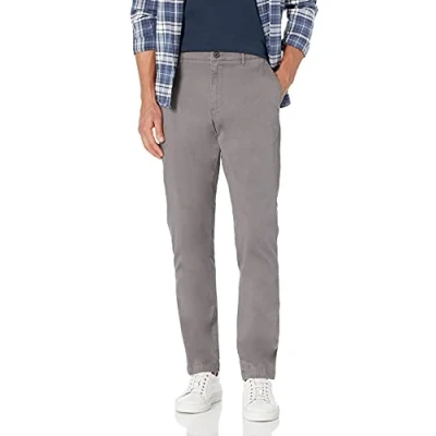 Imagen de Amazon Essentials Pantalón Chino Elástico, Cómodo, Lavado y de Ajuste Deportivo (Previamente Goodthreads) Hombre, Gris, 28W / 32L