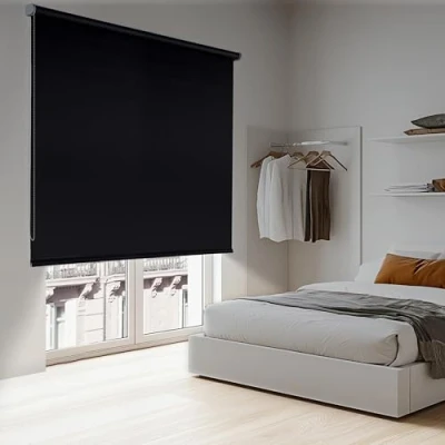 Imagen de Estores enrollables Opacos con Tejido Estor Opaco Blackout Persiana Opaca Que aporta Oscuridad. Cortinas Dormitorio Opacas Novedad STORESDECO Negro 140 x 250 cm
