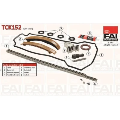 Imagen de FAI AutoParts TCK152 Juego de Cadena distribución con juntas, sin ruedas dentadas Dúplex, rodillos MERCEDES BENZ: W124 Berlina, Vito Bus