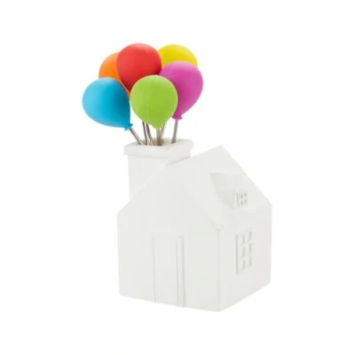 Imagen de Balvi Tenedor Aperitivo House Balloon Color Blanco Tenedores de Acero Inoxidable para postres y aperi