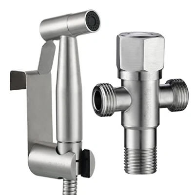 Imagen de Tecmolog Ducha Bidet Acero Inoxidable, Grifo Portatil para WC Kit de Lavabo, con Soporte, Adaptador y Manguera 1.2m, WS024F2