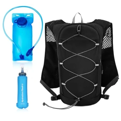 Imagen de Mochila Hidratacion, Chaleco Hidratacion Trail Running con Bolsa de Hidratación 2L y Botella 500ml, Hombre Mujer Correa Pecho Ajustable Reflectante, Peso para Entrenar