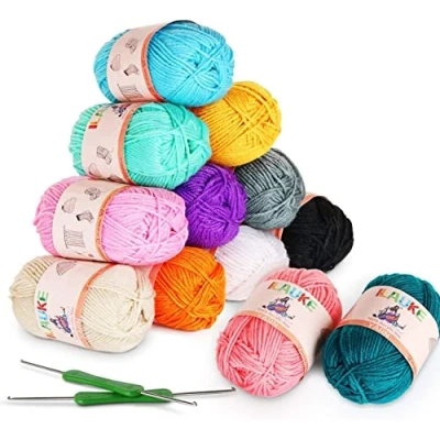 Imagen de ilauke Ovillos de Lanas Hilo Acrílicos para Amigurumi Kit (50g X 12 Colores)