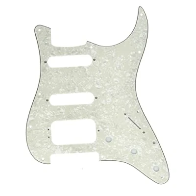 Imagen de KAISH Golpeador de 11 agujeros moderno HSS Strat 3 tornillos esquina redonda Humbucking pickguard montaje se adapta a American Fender Aged Pearl