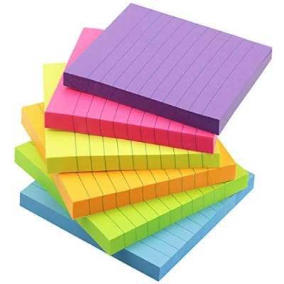 Imagen de Early Buy Blocs de notas adhesivos a rayas 3x3, en 6 colores (6 blocs/paquete, 100 hojas/bloc)