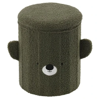 Imagen de Puff Plegable con almacenaje, de Felpa, para niños, 28x28x34 cm (Verde)
