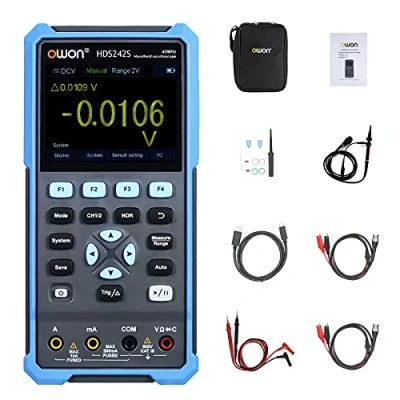 Imagen de OWON HDS272S 3 en 1 Mano Digital Osciloscopio Forma de onda Generador Multimetro 2 canales USB Tipo C 70 MHz 3.5 LCD Prueba Metro
