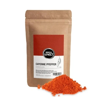 Imagen de Spicy Welt Pimienta de Cayena Molida Pura en Polvo para Salsas Picantes, Guisos y Adobos Intensa, Aromática Estimulante 100% Natural &amp; Sin Aditivos (100g)